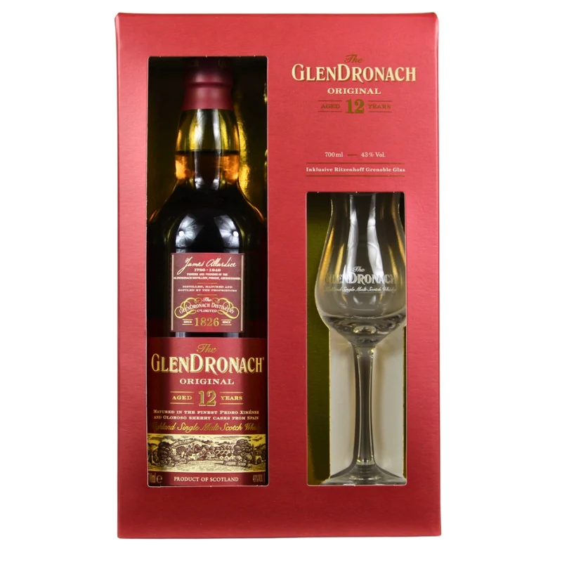 Glendronach 12 Jahre Geschenkverpackung 43% 0,7l + Glas