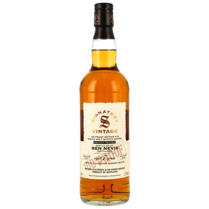 Ben Nevis 7 Jahre 2019/2026 - 2nd Fill Oloroso Sherry Butts - Signatory 100 PROOF Edition #75 57,1% 0,7l