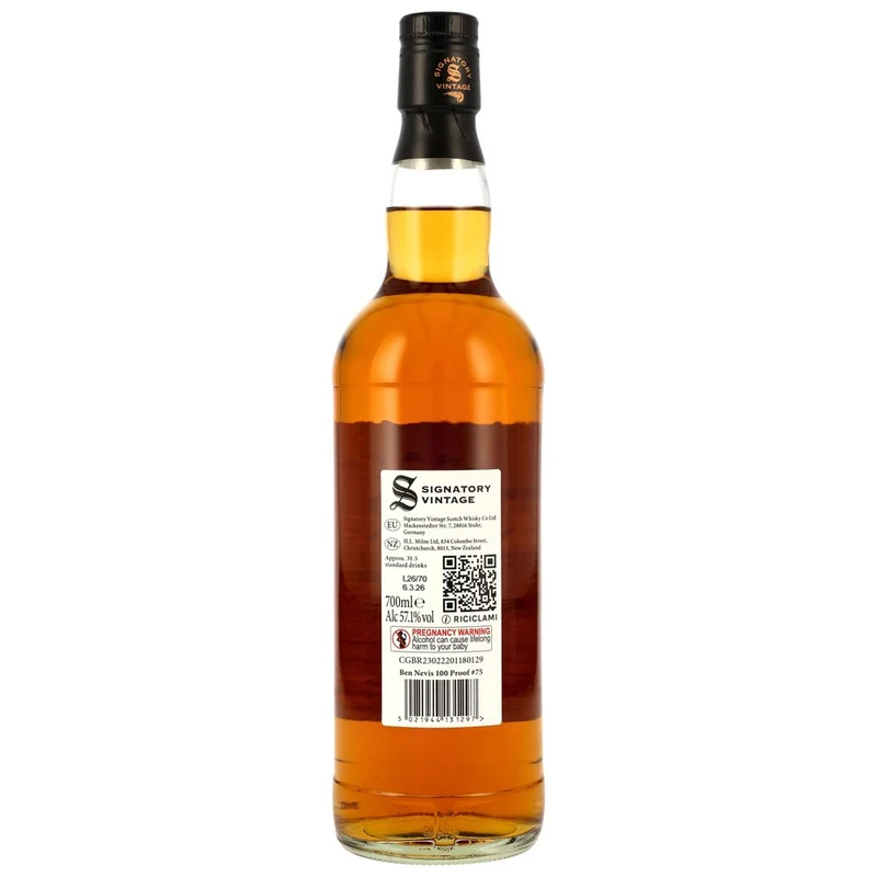 Ben Nevis 7 Jahre 2019/2026 - 2nd Fill Oloroso Sherry Butts - Signatory 100 PROOF Edition #75 57,1% 0,7l
