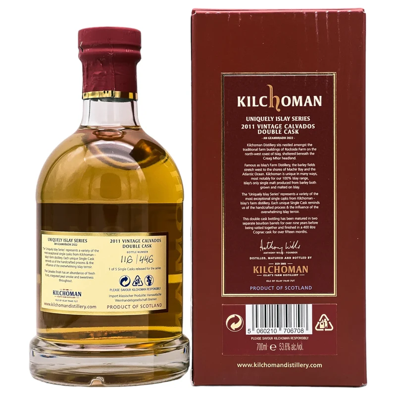 Kilchoman | Uniquely Islay | Calvados Finish | Vintage 2011 | Cask 126+129/2011 | 53,6%
