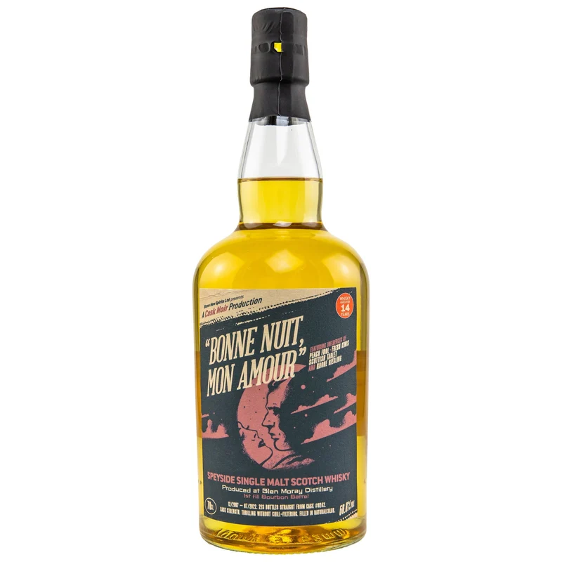 Glen Moray | 14 Jahre | 2007/2022 | Bonne Nuit, Mon Amour | Cask Noir #6242 | 56,8%