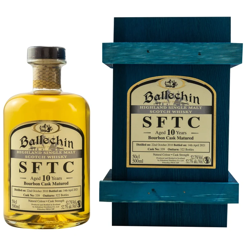 Ballechin | 10 Jahre | 2010/2021 | Straight from the Cask | Bourbon Cask #339 | 0,5l | 52,7%