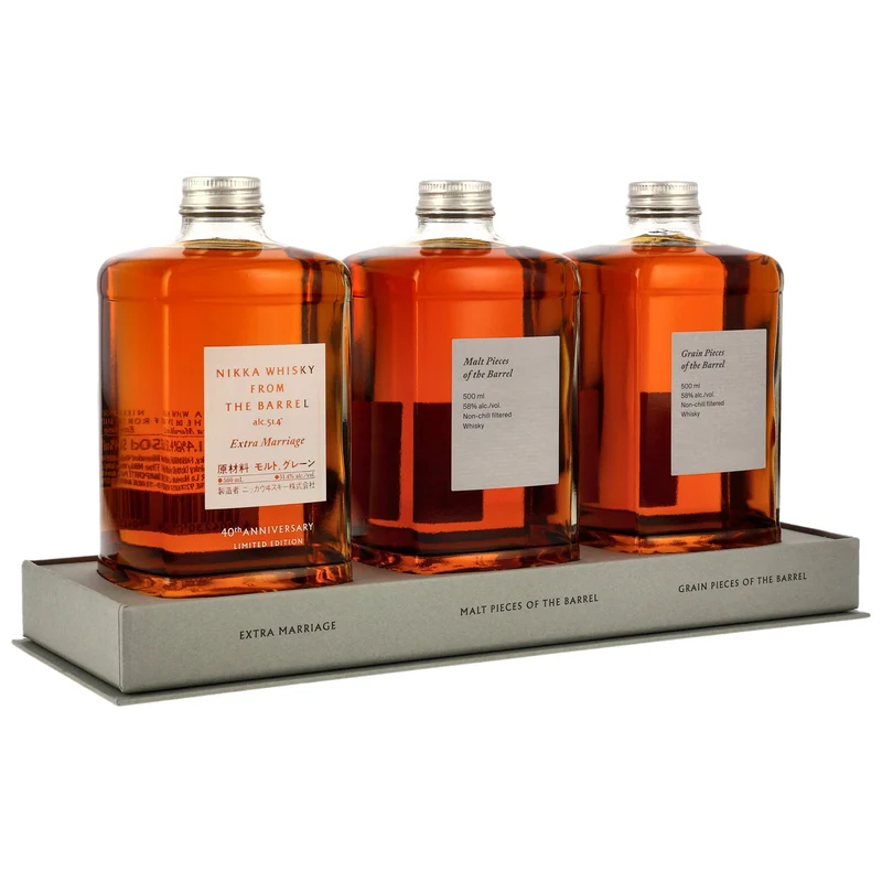 Nikka from the Barrel Limited Edition 3 Bottle Assort (Extra Marriage/Malt Pieces/Grain Pieces) ~55,8% 3 x 0,5l