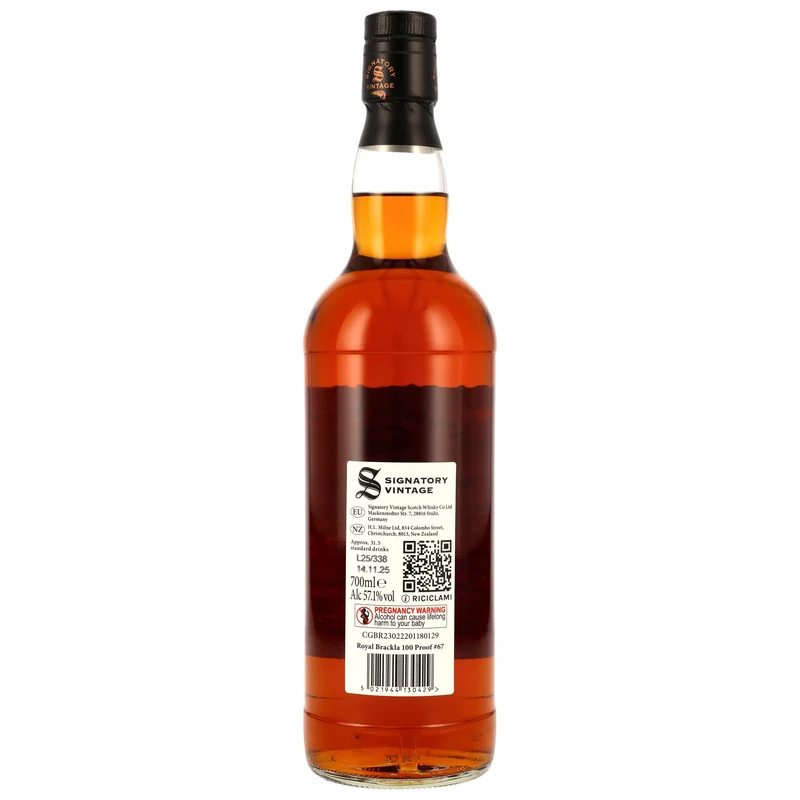 Royal Brackla 11 Jahre 2014/2025 100 Signatory Vintage Proof Edition #67 57,1% 0,7l