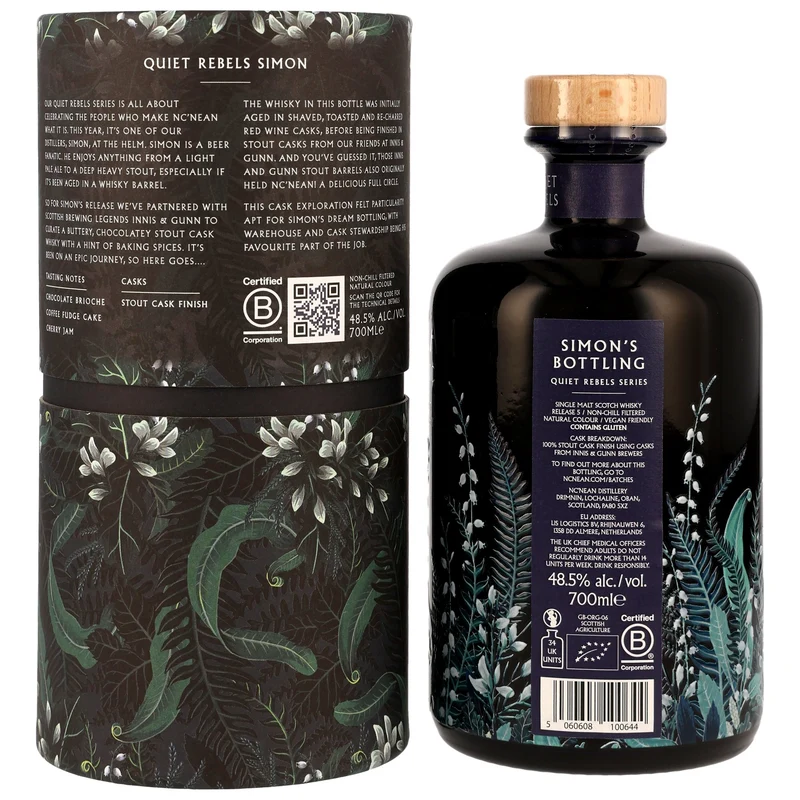 Nc'nean Organic Single Malt Stout Cask Finish Quiet Rebels: Simon 48,5% 0,7l
