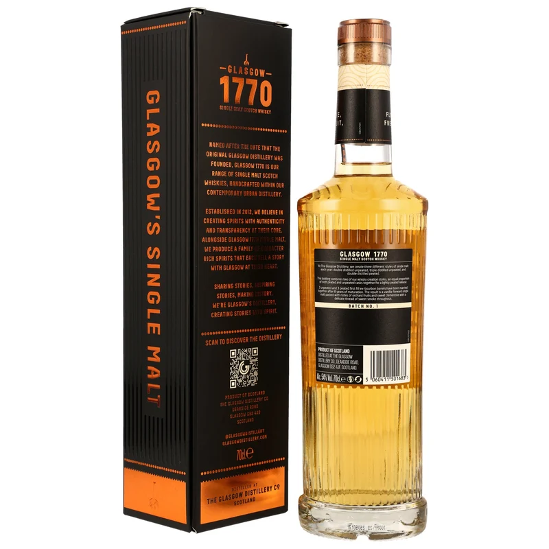 Glasgow 1770 8 Jahre 2017/2025 1st Fill Bourbon Casks Lightly Peated 54% 0,7l