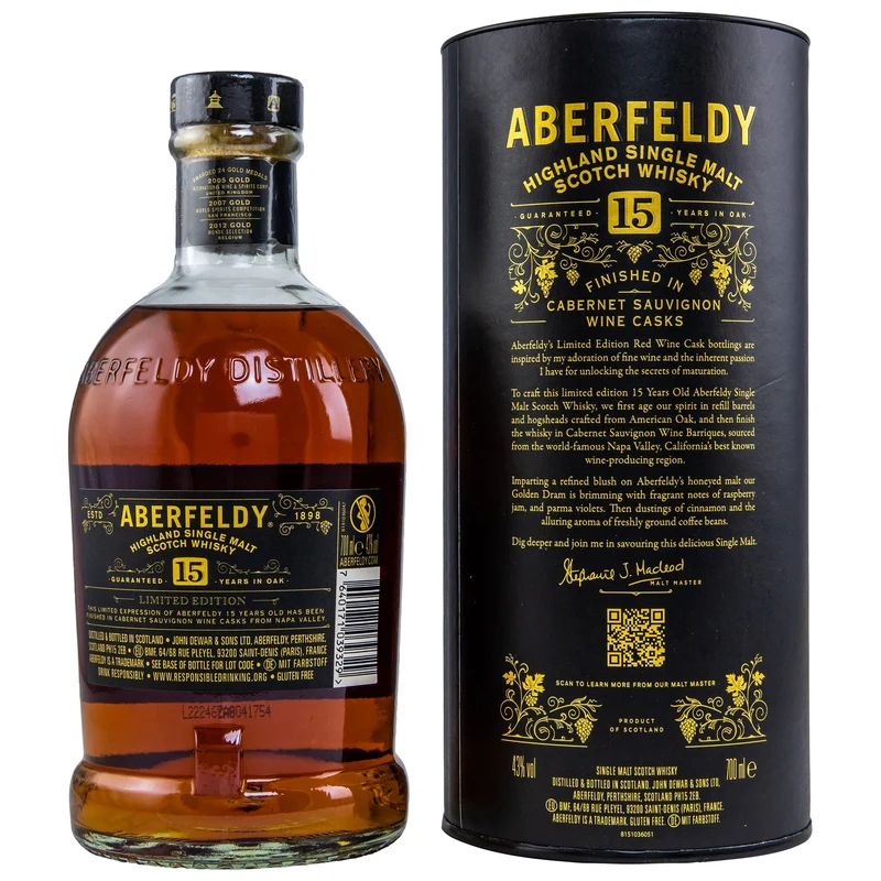 Aberfeldy | 15 Jahre | Napa Valley Wine Casks | Batch 2922/B | 43%