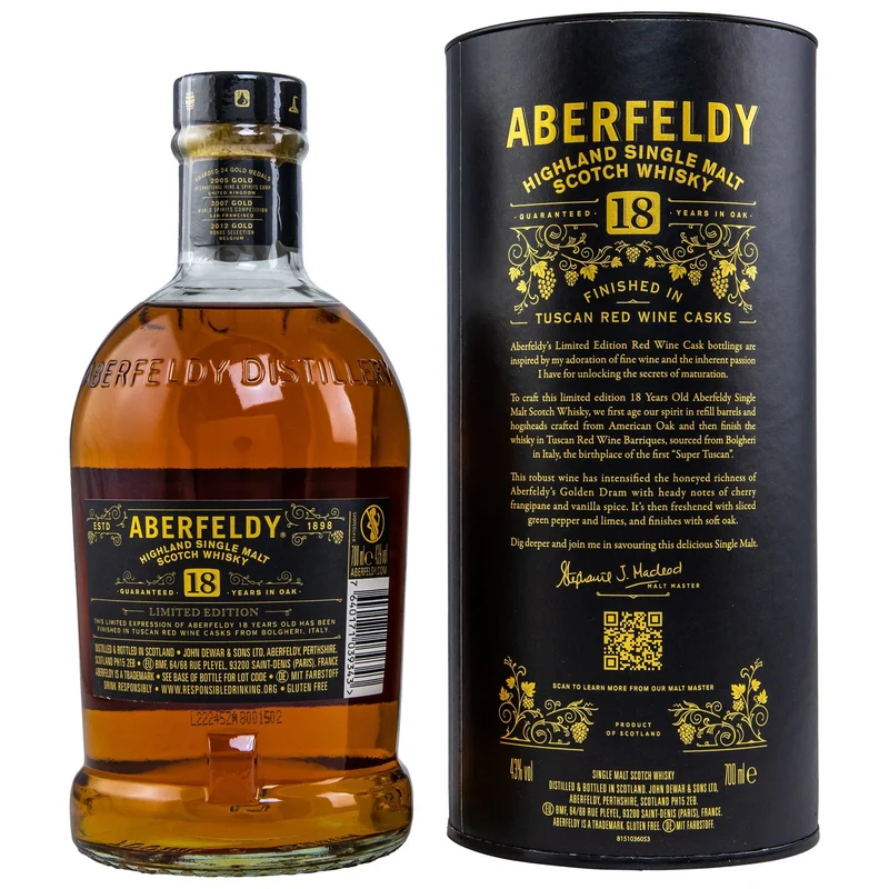 Aberfeldy | 18 Jahre | Bolgheri Wine Casks | Batch 2922/A | 43%