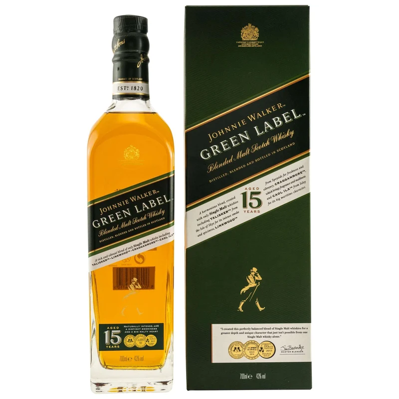 Johnnie Walker | 15 Jahre | Green Label | Blended Malt Scotch Whisky | 43%