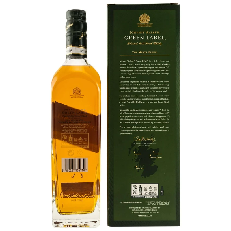 Johnnie Walker | 15 Jahre | Green Label | Blended Malt Scotch Whisky | 43%