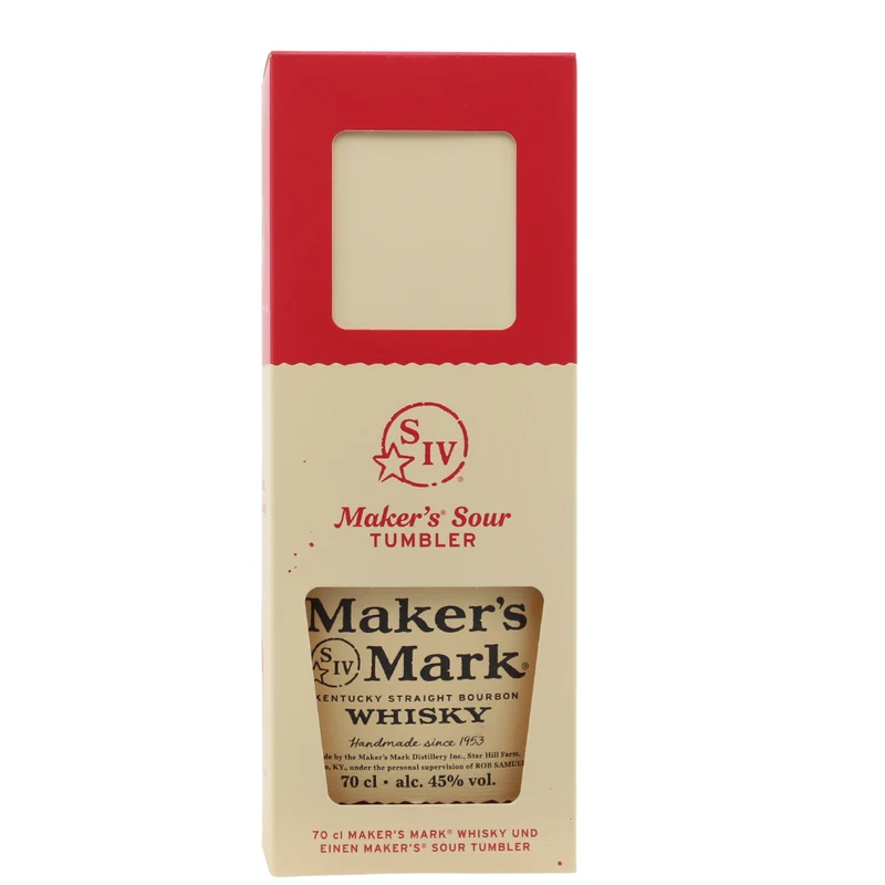 Maker's Mark Kentucky Straight Bourbon mit Tumbler 45% 0,7l