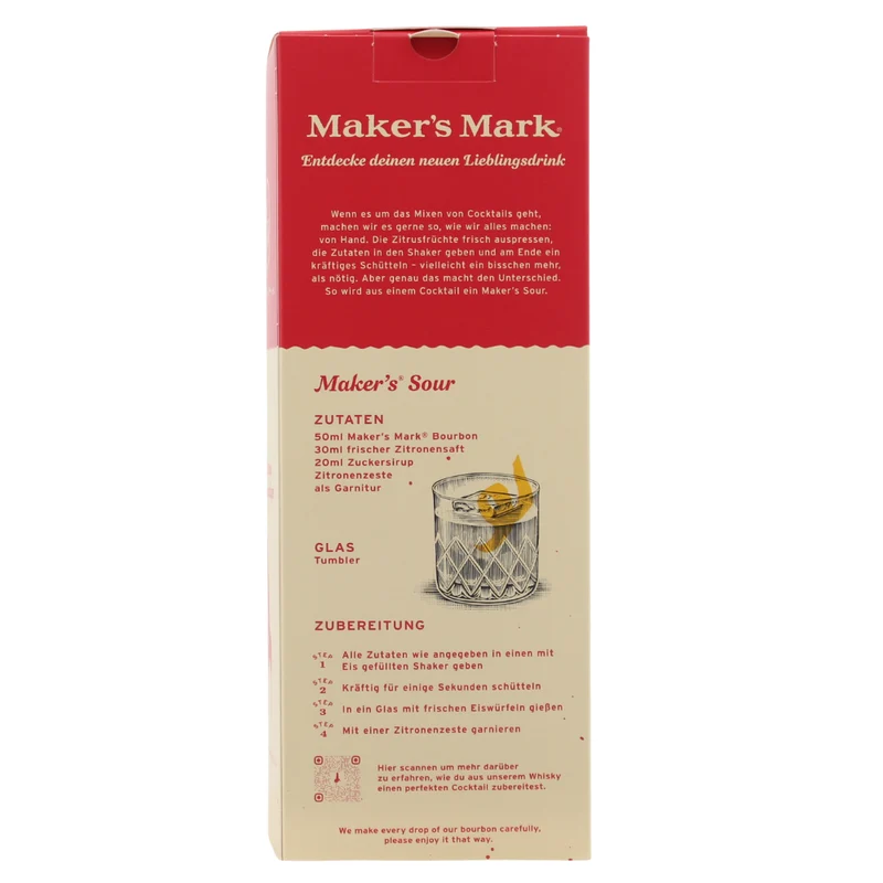 Maker's Mark Kentucky Straight Bourbon mit Tumbler 45% 0,7l