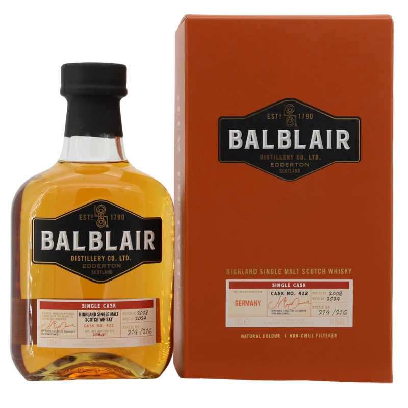 Balblair 2008/2024 Single Cask Exclusively for Germany #422 54% 0,7l