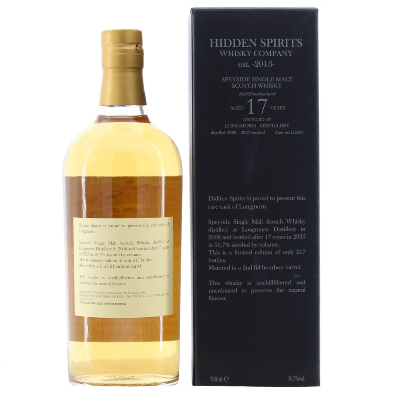 Longmorn 17 Jahre Bourbon Barrel Single Cask #LG825 Hidden Spirits 50,7% 0,7l