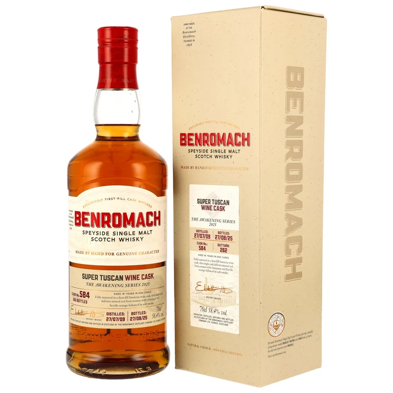 Benromach 16 Jahre 2009/2025 1st Fill Sassicaia Wine Cask #584 58,4% 0,7l