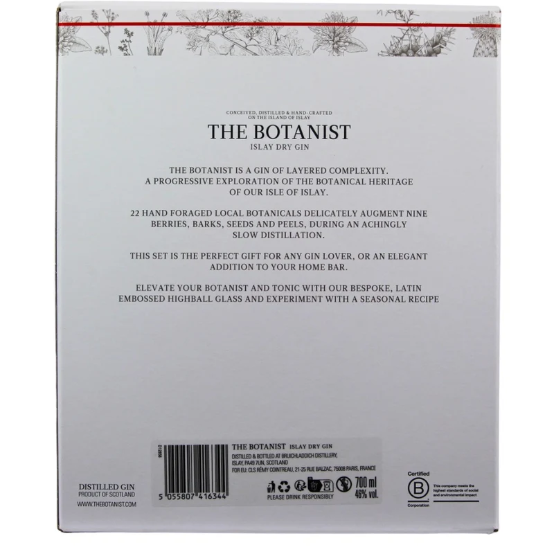 The Botanist Islay Dry Gin Geschenkset 46% 1x0,7l + 1 Glas