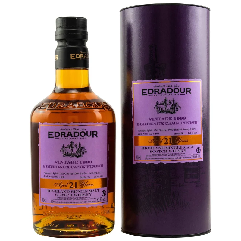 Edradour | 21 Jahre | 1999/2021 | Bordeaux Cask Finish #805+806 | 55,8%