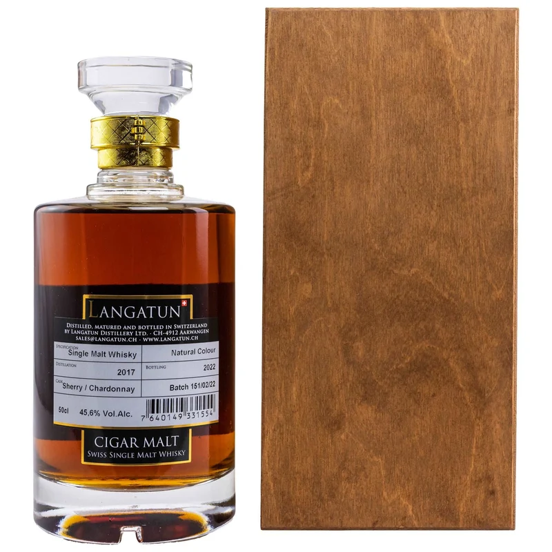 Langatun | Cigar Malt | 2017/2022 | Sherry/Chardonnay Batch 151/02/22 | Swiss Whisky | 0,5l | 45,6%