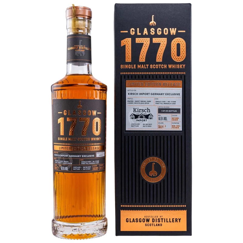 1770 Glasgow | 4 Jahre | Peated | Kirsch Import | 0,5l | 61,5%