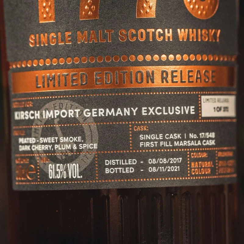 1770 Glasgow | 4 Jahre | Peated | Kirsch Import | 0,5l | 61,5%