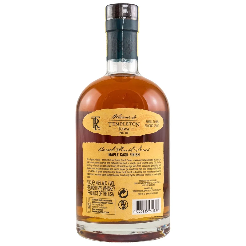 Templeton Rye | Maple Cask Finish | Limited Bottling | Series 1 | Rye Whiskey | 46%