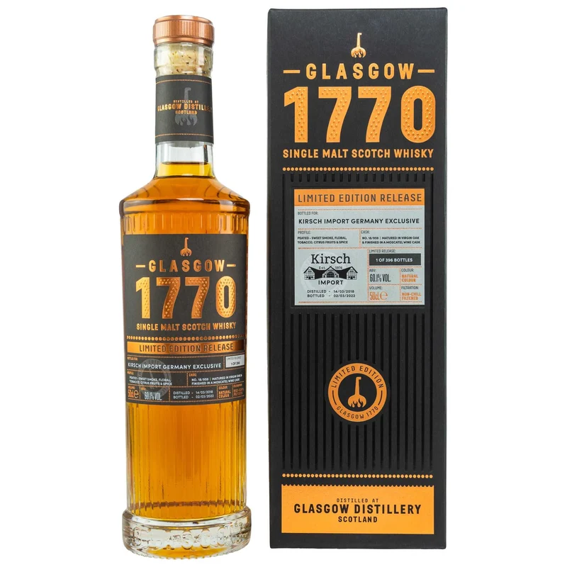 1770 Glasgow | 3 Jahre | 2018/2022 | Peated | Moscatel Finish | 0,5l | 60,1%