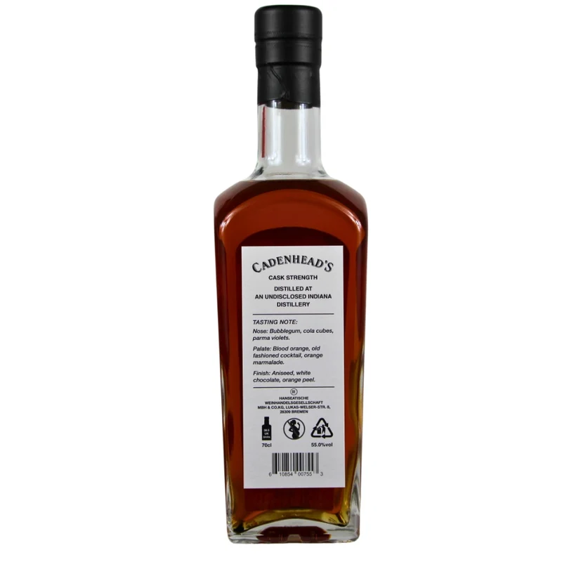 Indiana Rye Whiskey 5 Jahre Cadenhead's 55% 0,7l