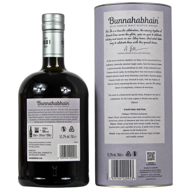 Bunnahabhain Feis Ile 2023 Canasta Sherry Cask 51,2% 0,7l