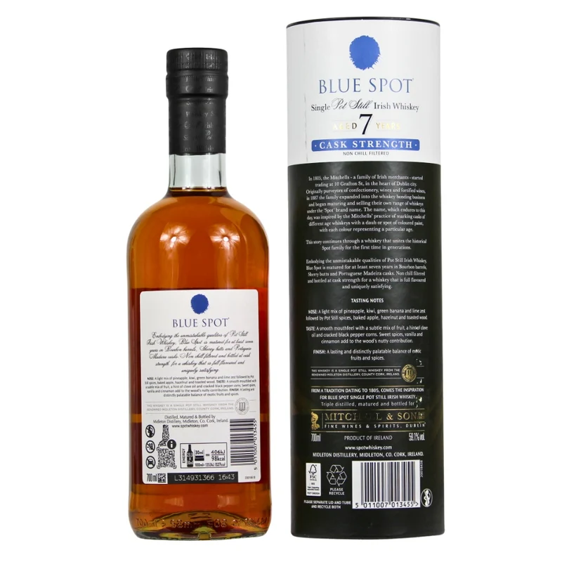 Blue Spot 7 Jahre Cask Strength Pot Still Whiskey 59,1% 0,7l