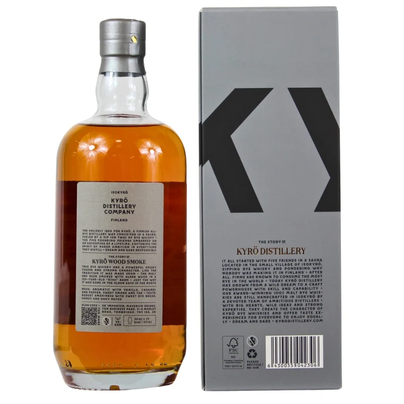 Kyrö Wood Smoke Malt Rye Whisky 47,2% 0,7l
