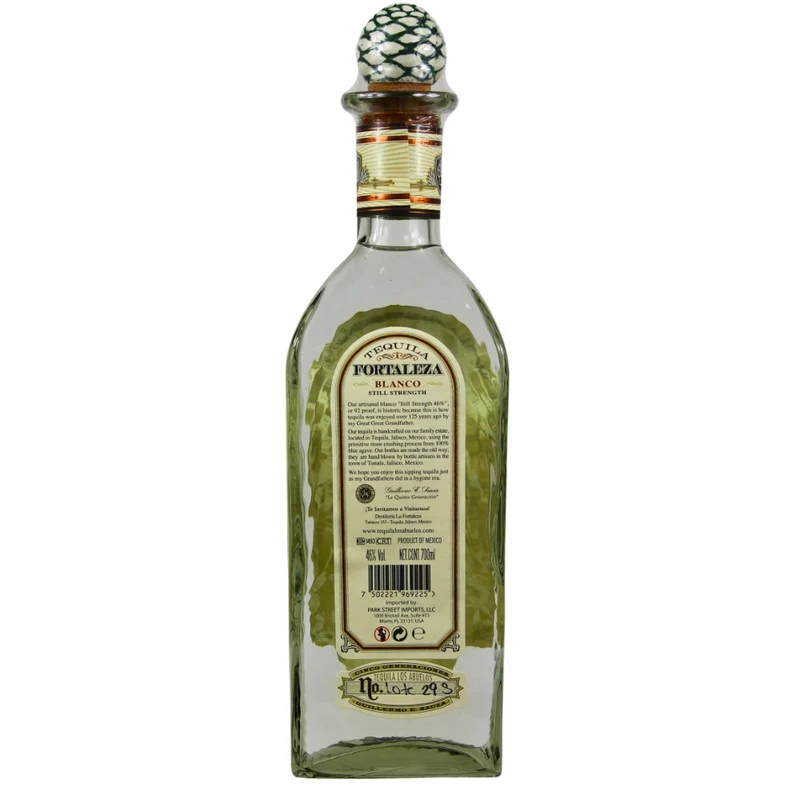Fortaleza Tequila Still Strength Blanco 100% Stone Crushed Agave 46% 0,7l