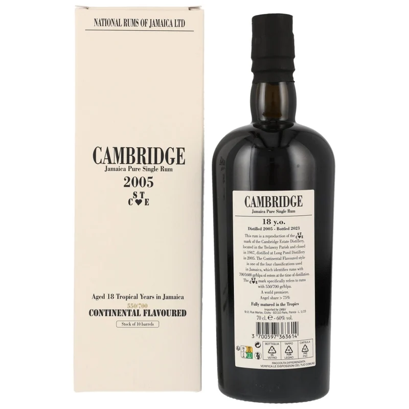 Cambridge 18 Jahre Long Pond STCE Jamaika Rum 60% 0,7l