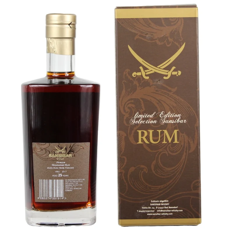 Panama Rum 25 Jahre Private Reserve Sansibar Whisky 49,2% 0,7l