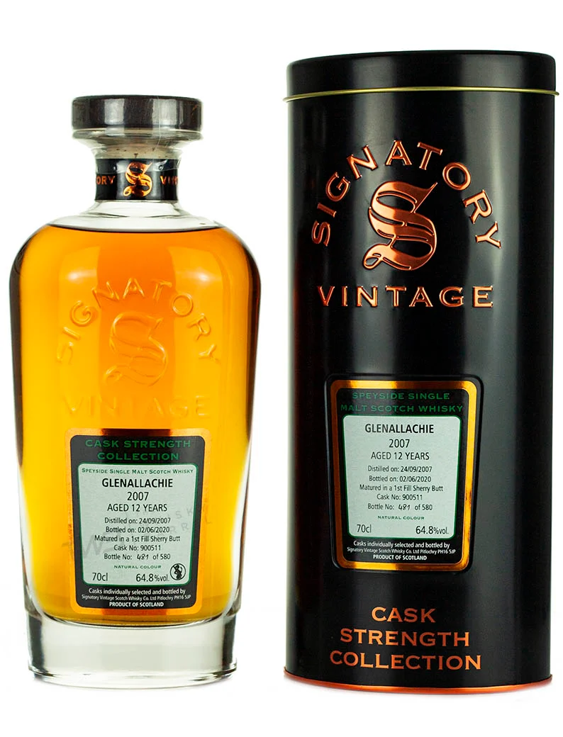 Glenallachie 12 Year Old 2007 Signatory Cask Strength