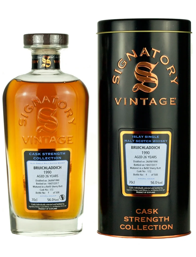 Bruichladdich 26 Year Old 1990 Signatory Cask Strength