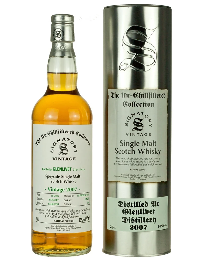 Glenlivet 10 Year Old 2007 Signatory Un-Chillfiltered
