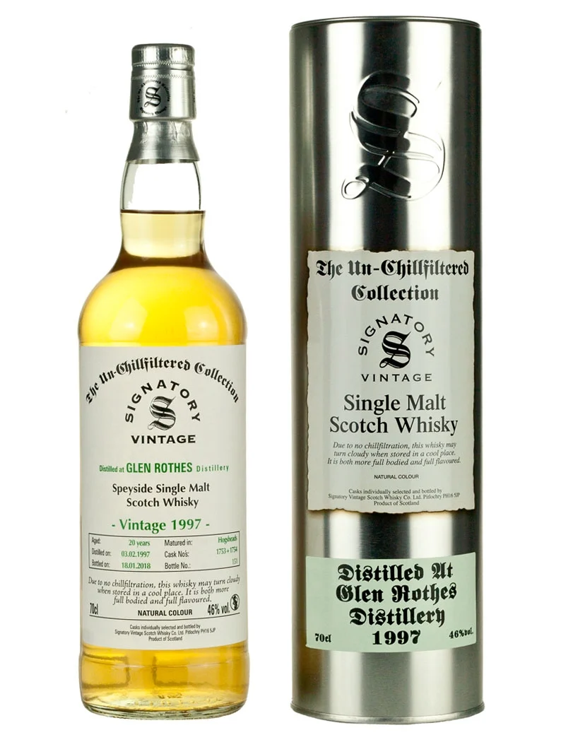 Glenrothes 20 Year Old 1997 Signatory Un-Chillfiltered